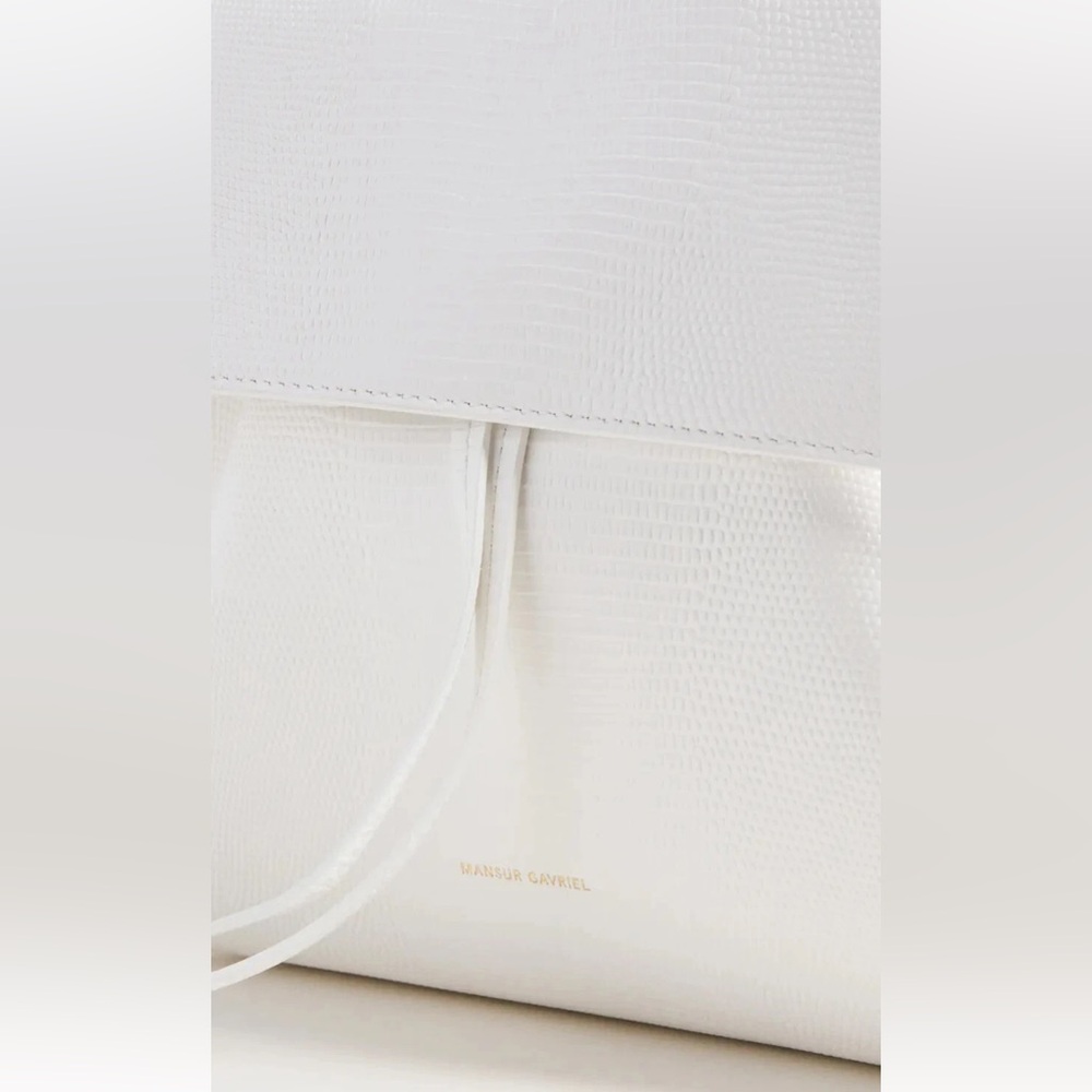 Mansur Gavriel White Lady Bag Leather and Suede Crossbody Snake Embossed - Picture 8 of 10